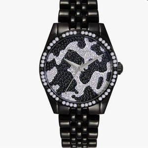 Jessica Simpson Women’s Black Plated Camo Pattern Crystal Watch